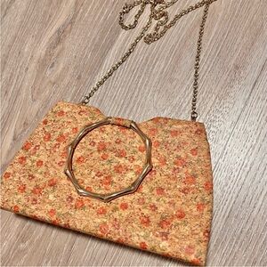 Floral Cork Clutch with Gold Chain